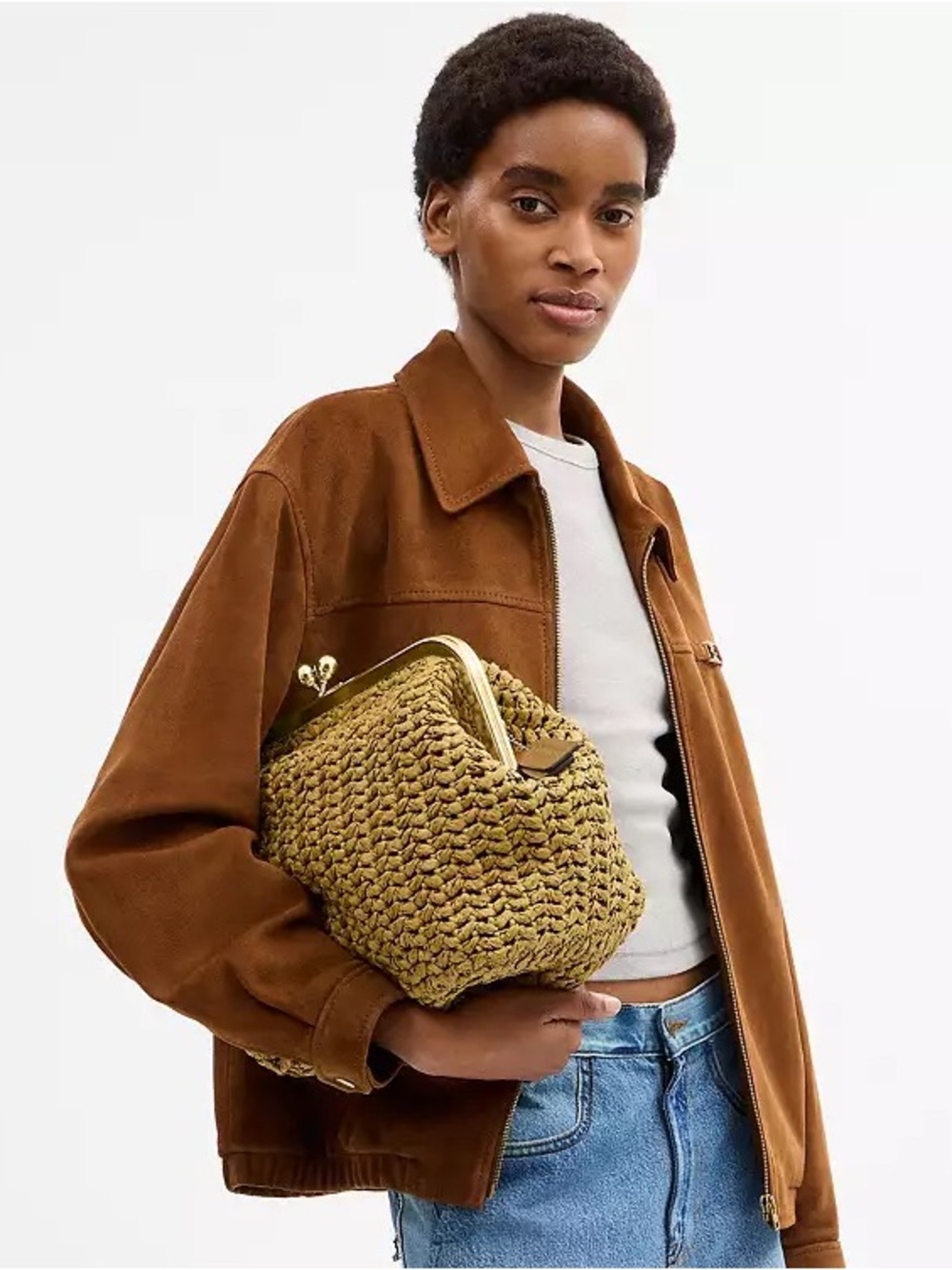 Coach Kisslock Frame Bag 27 Brass/Muted Olive Straw & Calf Leather NWT - Picture 14 of 16